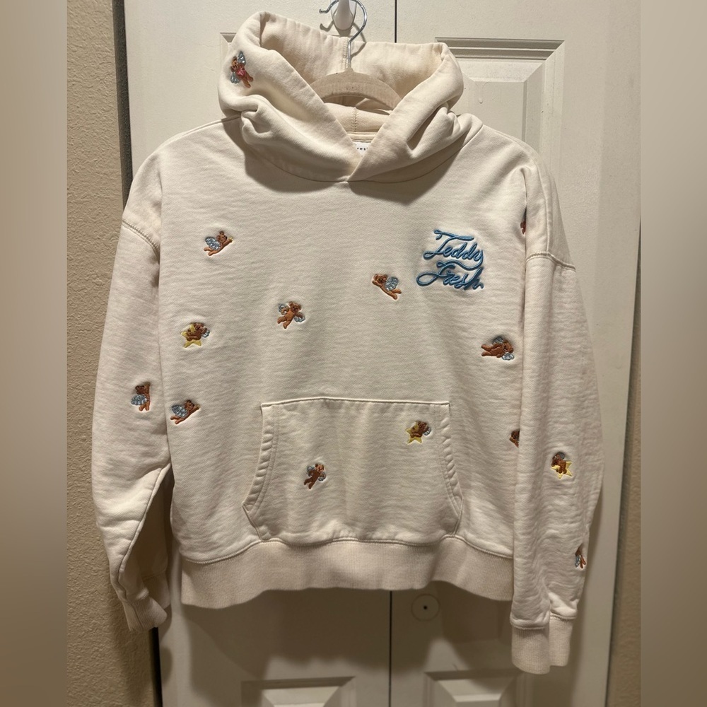 Teddy Fresh Angel Bear Hoodie Women’s Cream , size Small - Picture 9 of 11
